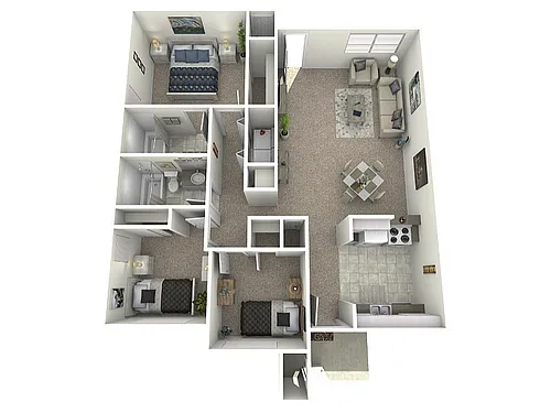 Floor plan 3 Bed, 2 Bath B (50% Income Restricted) ST III