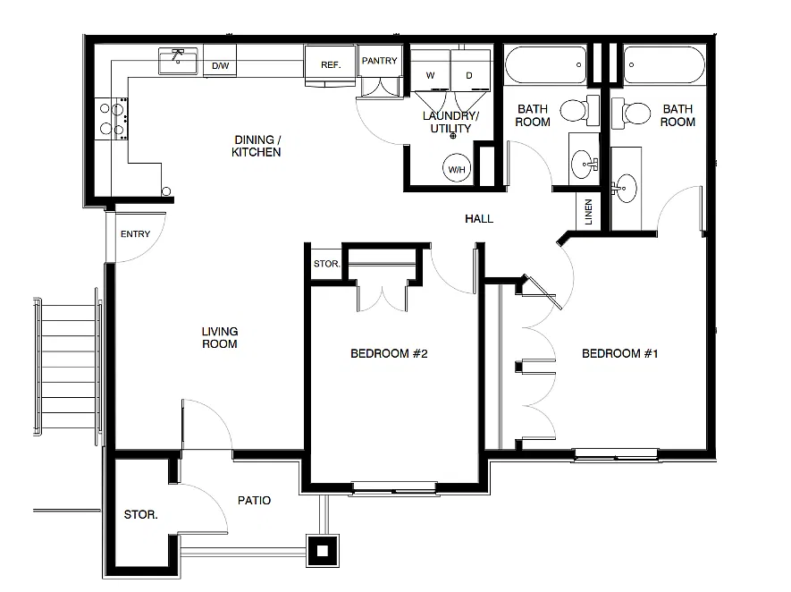 Floor plan 2 Bedroom (2D)