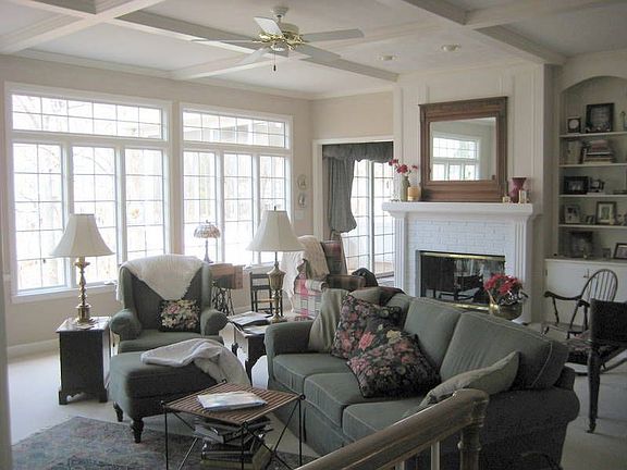 Living Room with Coffered Ceiling