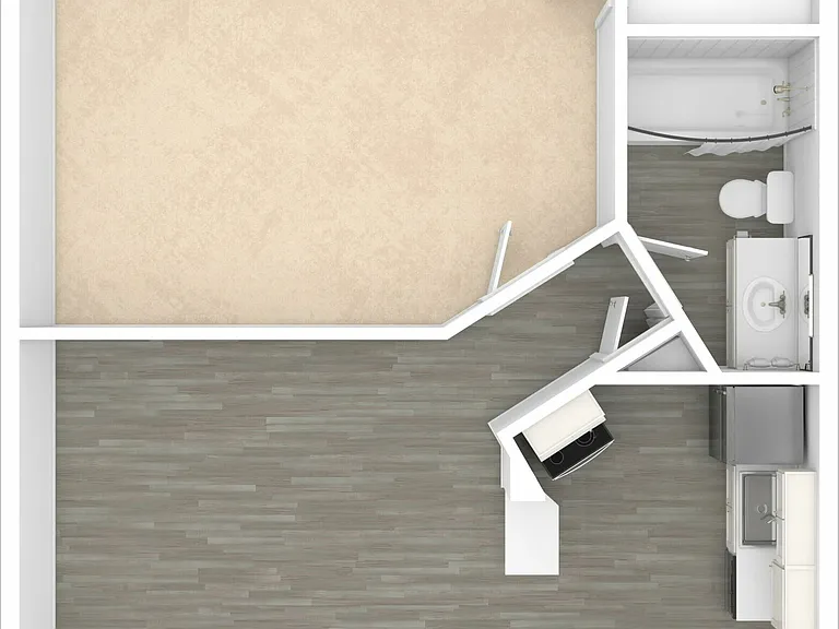 3D Unfurnished One-Bedroom Floor Plan 3D Unfurnished One-Bedroom Floor Plan