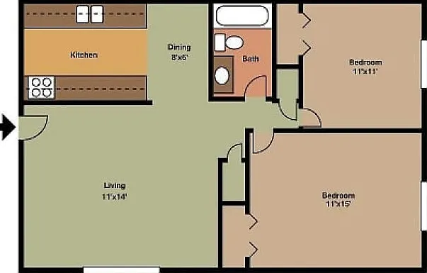 El Madrid 2 Bedroom Floor Plan 2D El Madrid 2 Bedroom Floor Plan 2D