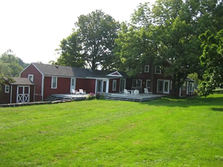 Back yard looking at deck