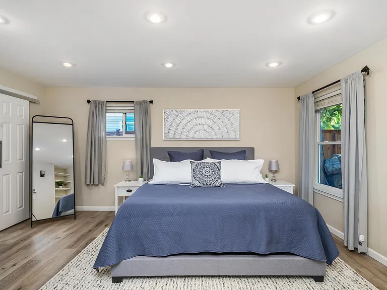 Primary bedroom with attached bath and 2 walk-in closets!