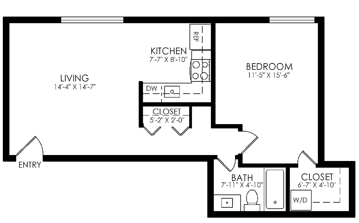 Floor plan 1 Bed X 1 Bath