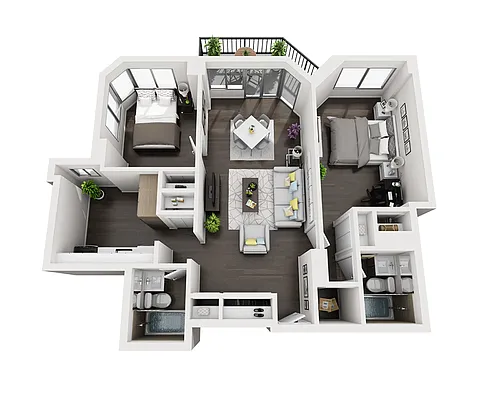 Floor plan Two Bedroom B2A
