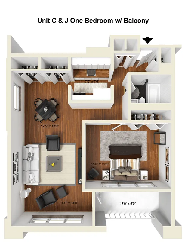 Floor plan 1 Bedroom-C/J Line