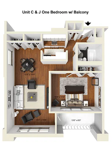 Floor plan 1 Bedroom-C/J Line