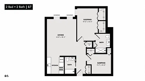 Floor plan 2 Bed/2 Bath-B7