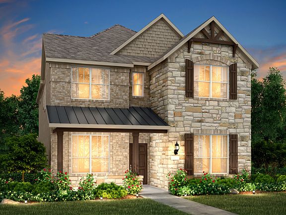 The Courtyard, with covered front porch and 2-car rear entry garage, shown as Exterior D