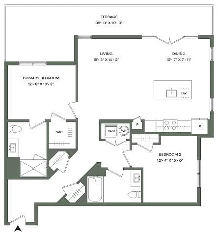 Floor plan 2 Bed 2 Bath-B4-T Mason East