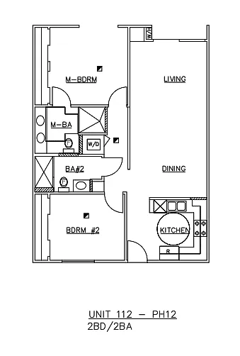 Floor plan Two-Bedroom Two-Bathroom - D