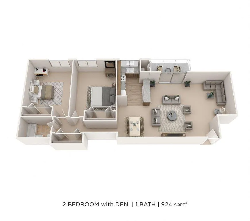 Floor plan Two Bedroom - 924 sqft