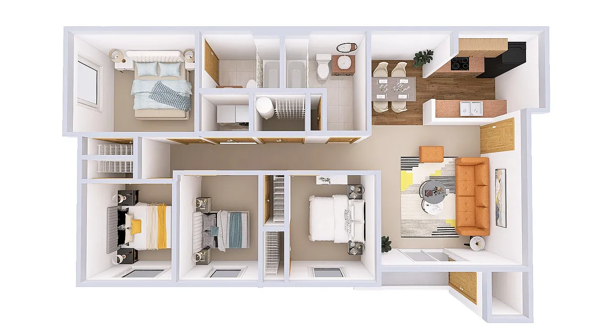Floor plan 4 Bedroom, 2 Bath