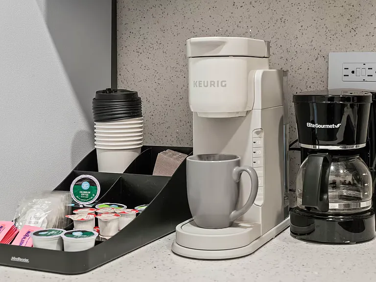 Dedicated coffee station for easy, comfortable mornings at home.