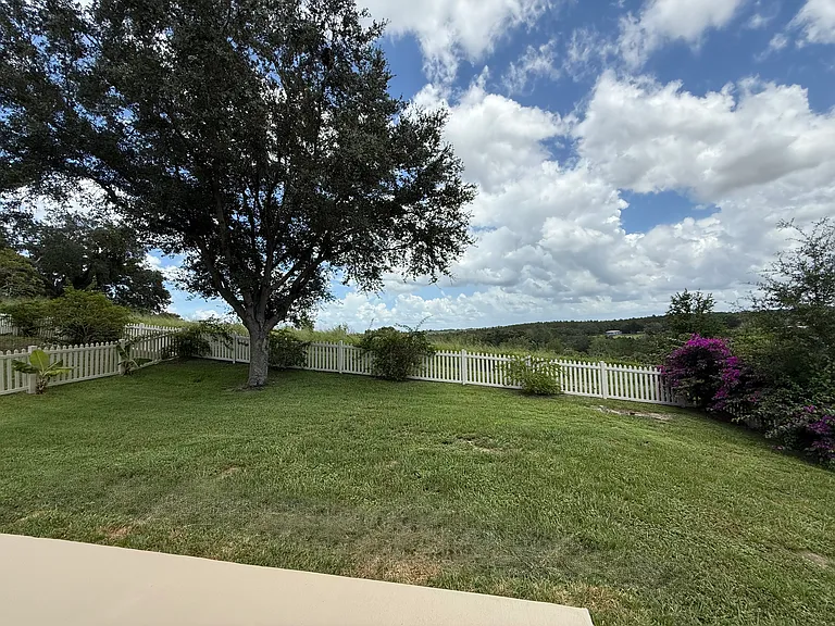fenced back yard