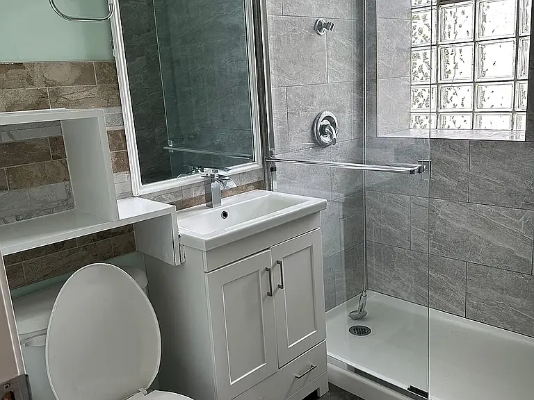 Bathroom with a standing shower.