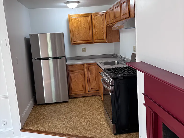 Kitchen and fireplace