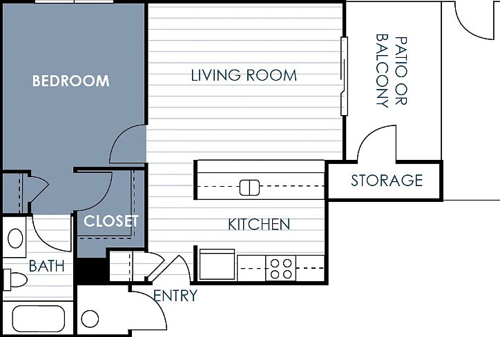 1 Bedroom 1 Bathroom A Floorplan Diagram