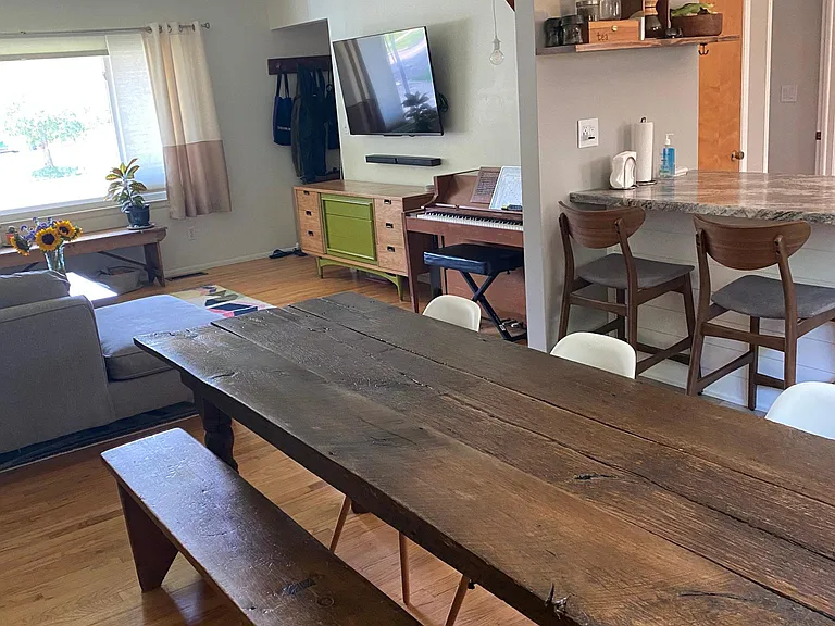 Dining room from dining room- looking into kitchen and living room