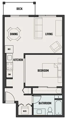 Floor plan 1 Bed 1 Bath Open A - The Woods
