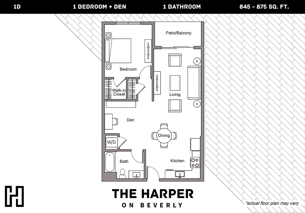Floor plan Plan D - 1 Bedroom Plus Den