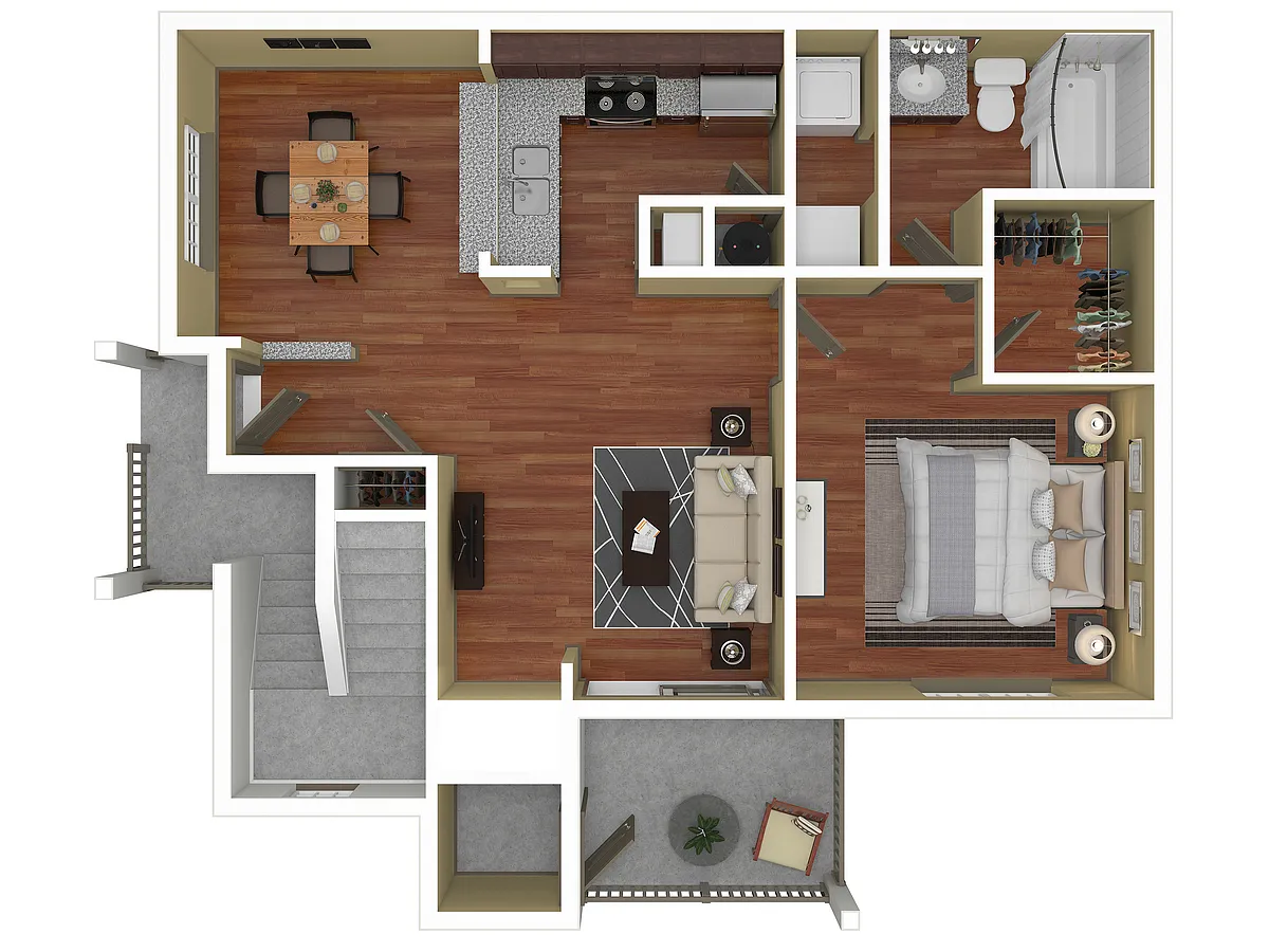 Floor plan 1 Bed, 1 Bath A (60% Income Restricted)