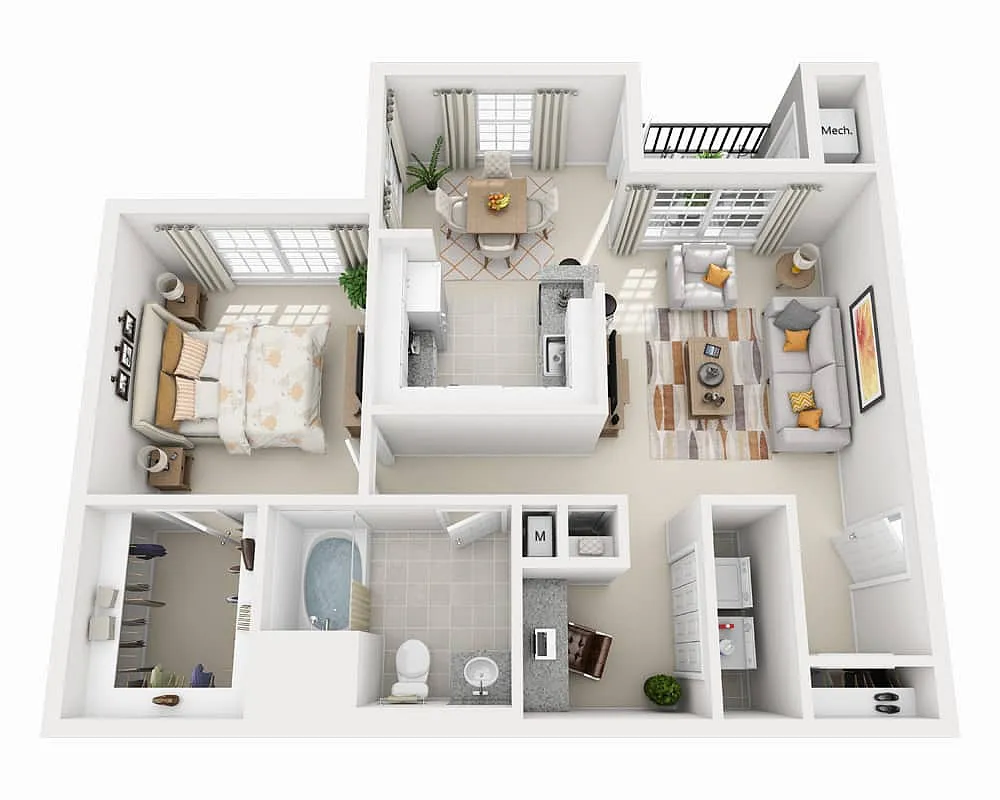 Floor plan One Bedroom with Den A1CD