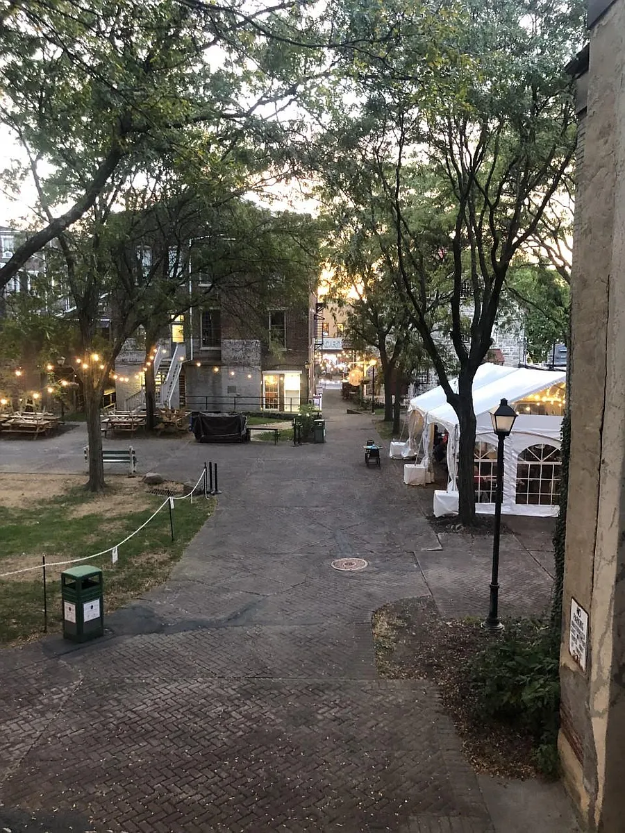 Sun Inn courtyard. View from the living room window. - 77 W Walnut St #17
