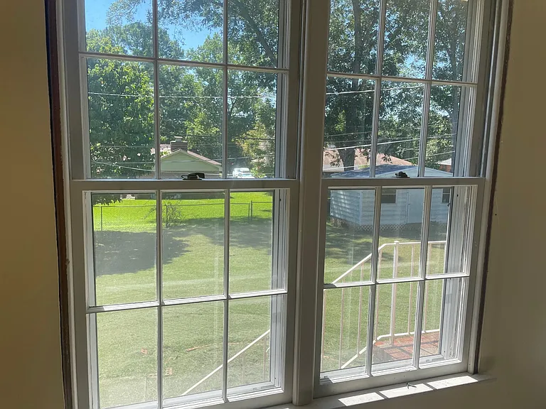 view from dining room to back yard