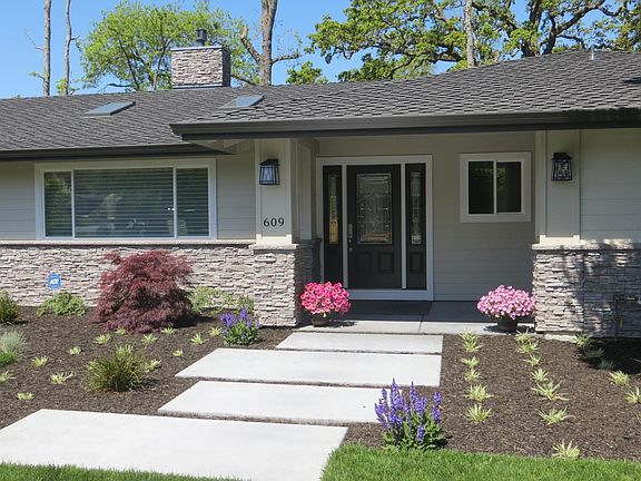 Front door entrance with all new landscaping