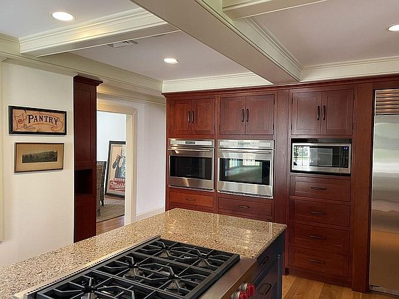 Wolf appliances and large kitchen island