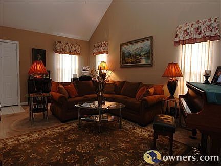 Living room with vaulted ceiling