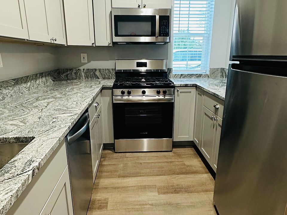 brand new: Fridge, microwave, dishwasher, garbage disposal, gas range, full oven, granite counter tops