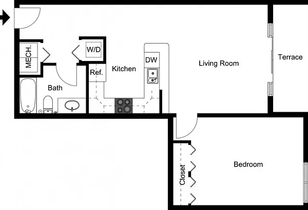 One Bedroom, One Bath - Large One Bedroom, One Bath - Large