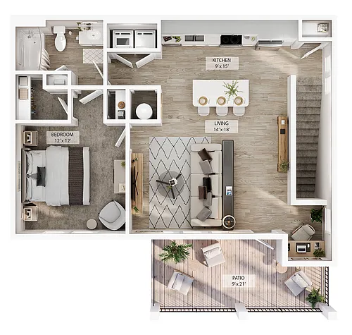 Floor plan 1 BR Grand Overlook