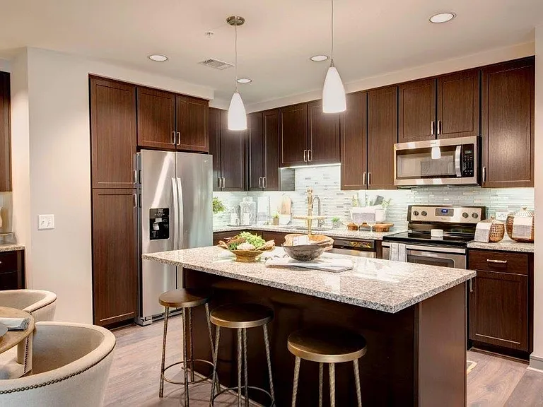 Compact table space within the kitchen.