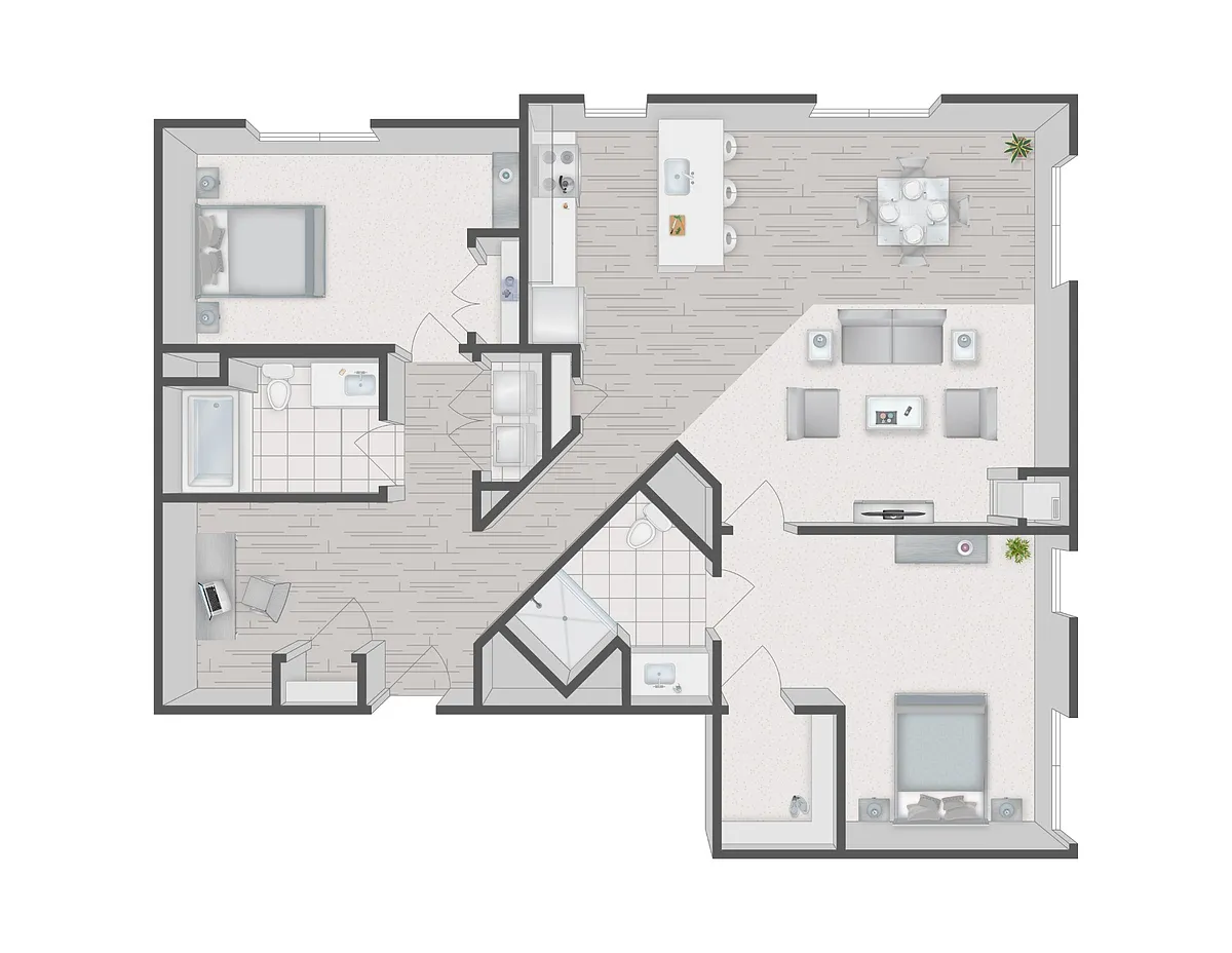 Floor plan 2 Bedroom 2 Bath