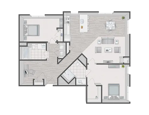 Floor plan 2 Bedroom 2 Bath