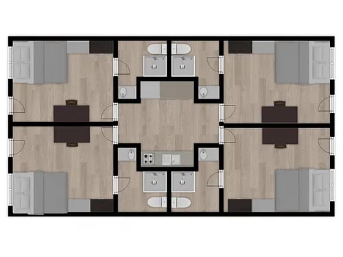 Floor plan Cornerstone Quad 1 Bedroom