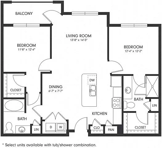 Floor plan Two-Bedroom (B2)