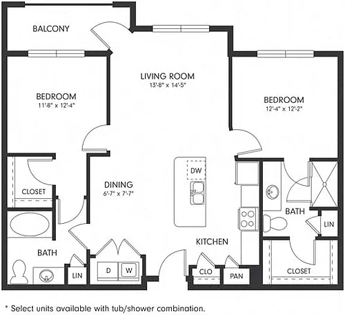 Floor plan Two-Bedroom (B2)