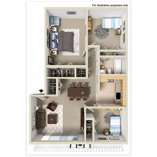 Floor plan 3 Bed 1 Bath - Standard
