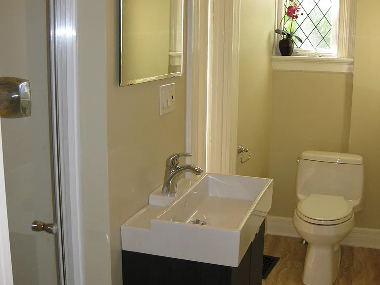 Bathroom measures 9" x 4'