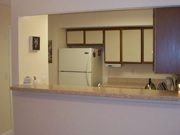 View of kitchen from dining room