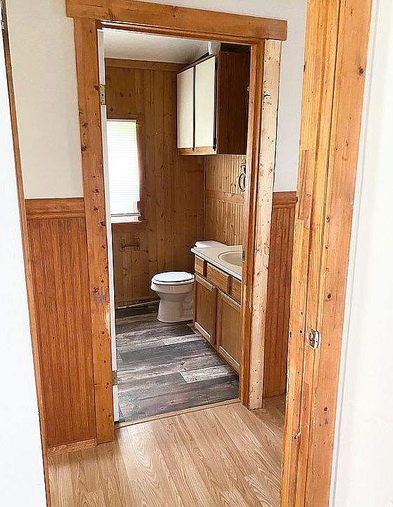 View of bathroom from hall