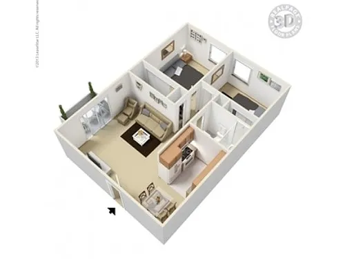 Floor plan Two Bedroom/One Bath