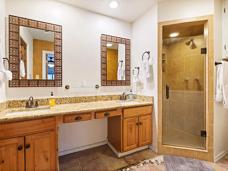 Bathroom attached to room with king bed (shower has excellent water pressure)
