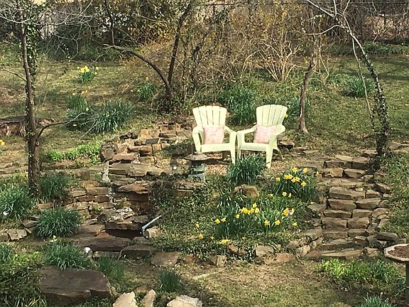 Backyard waterfall area