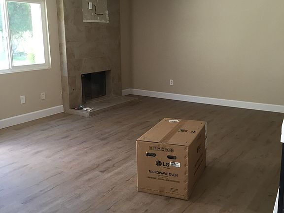 Living room fireplace (excuse the box)