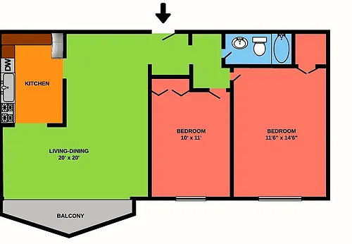 Floor plan Two Bedroom High Rise